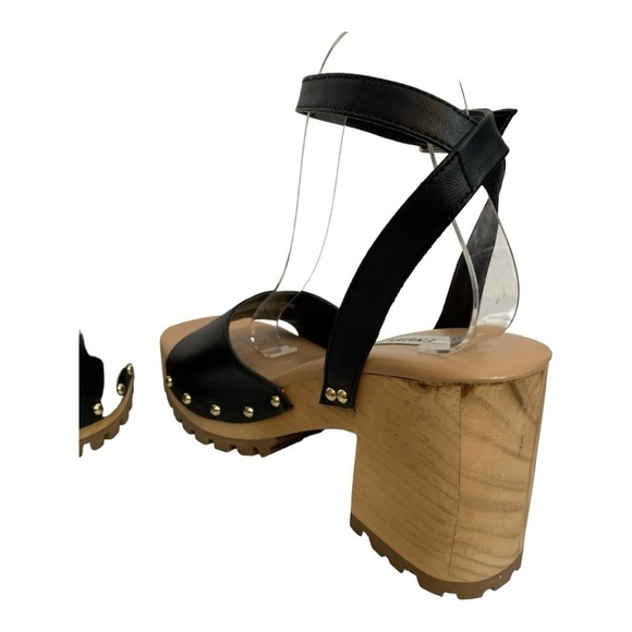 Steve madden Ocala Platform Wooden Sandals Black Size 10 - Picture 7 of 11